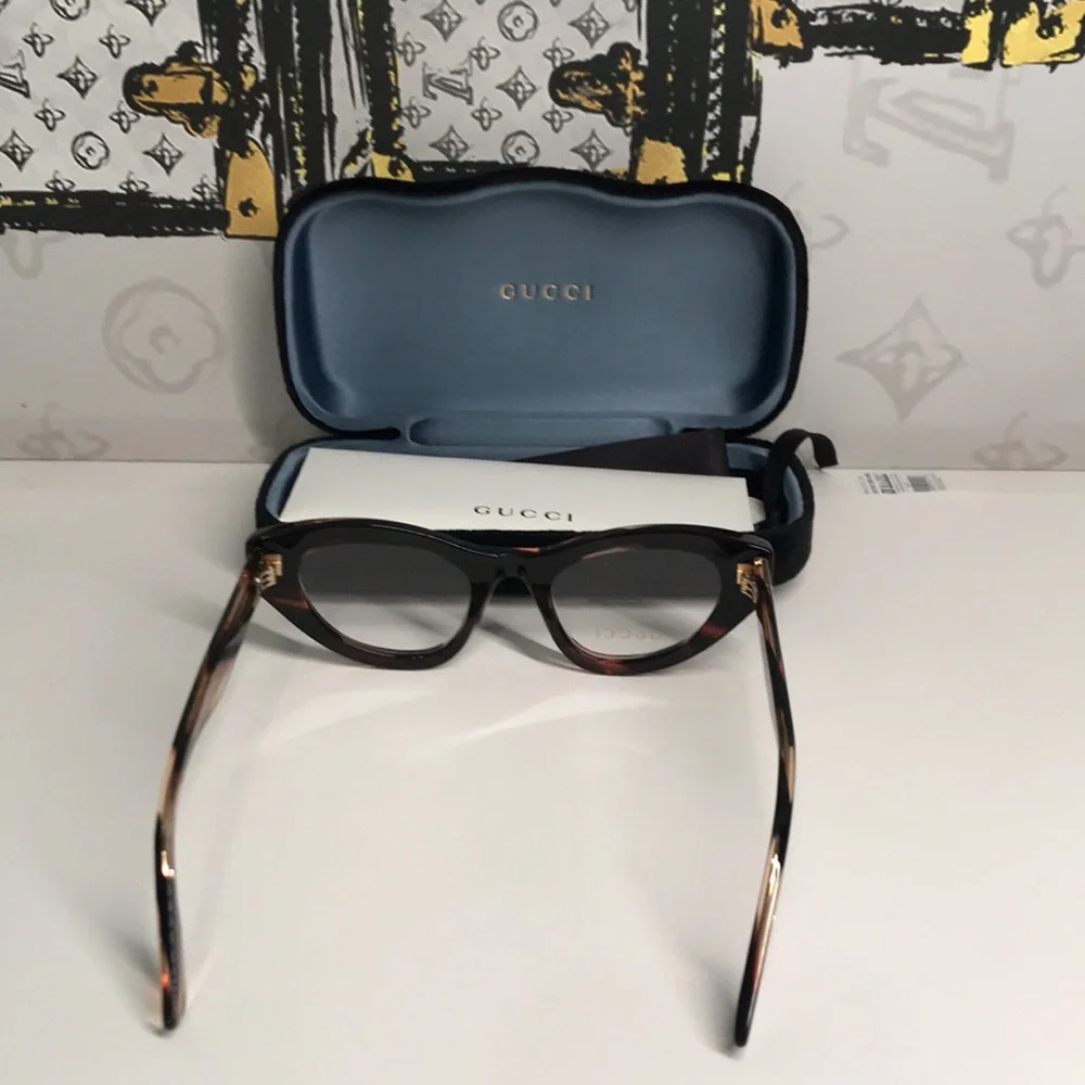 New Authentic Gucci Women's Tortoise Shell Glasses GG1083o 002